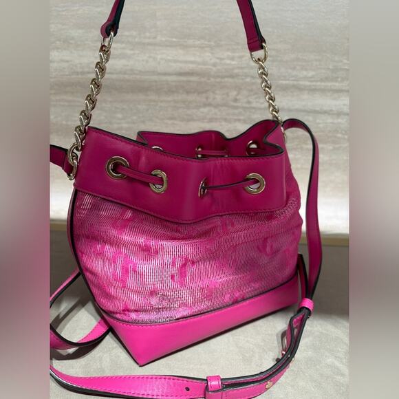 Jimmy Choo Juno Mesh & Leather Bucket Bag - Picture 6 of 8